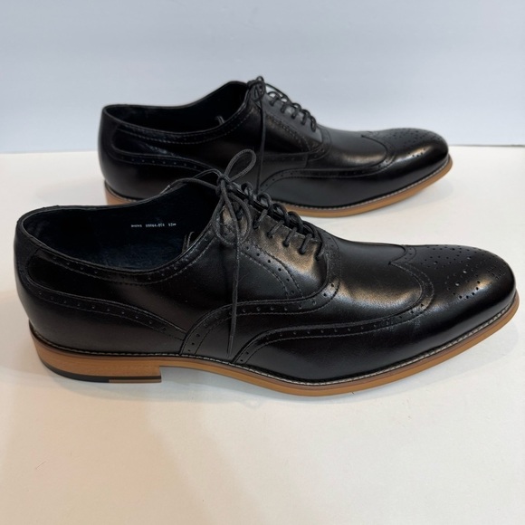 Men’s Stacy Adams Black Wingtip Oxford Dress Shoes NOS size 15 Wide - Picture 9 of 11